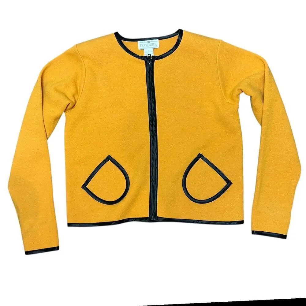 Doncaster 100% Boiled Wool Jacket Blazer Cardigan Gold Yellow Black size Small